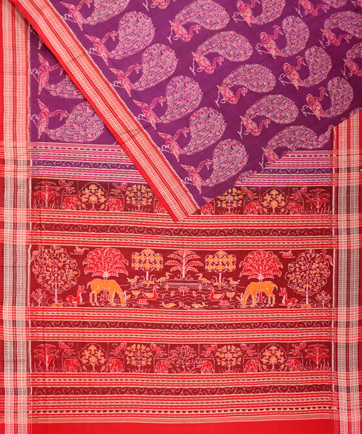 Liserian purple red cotton handloom sambalpuri saree