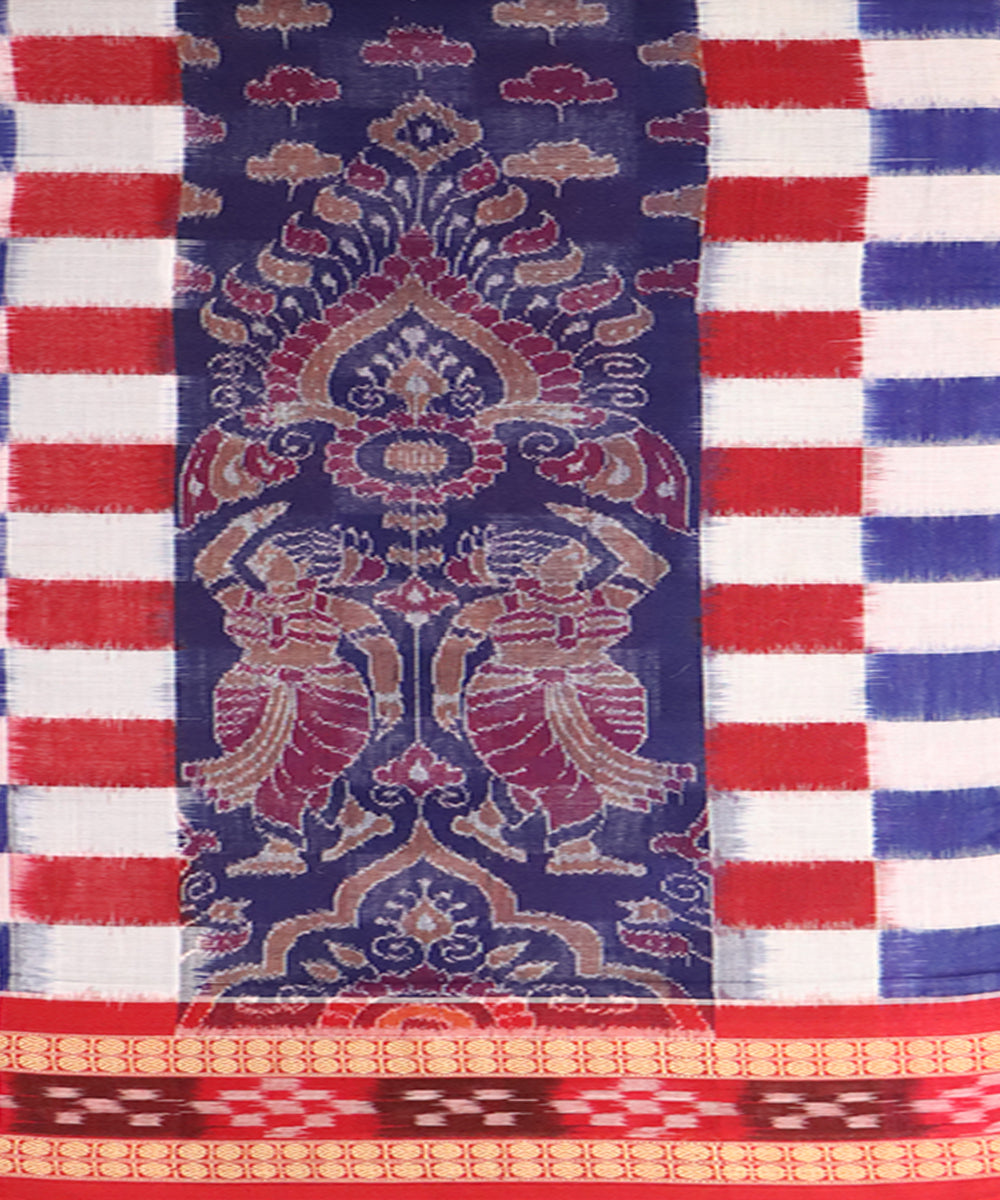 Multicolor red pasapalli handloom sambalpuri cotton saree