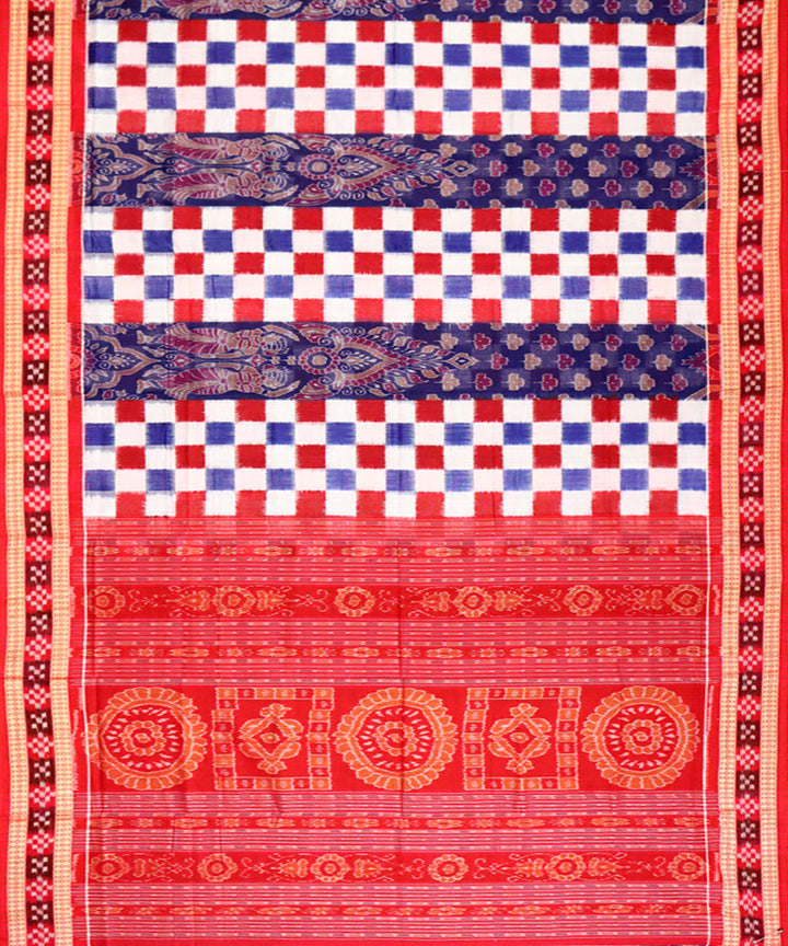 Multicolor red pasapalli handloom sambalpuri cotton saree