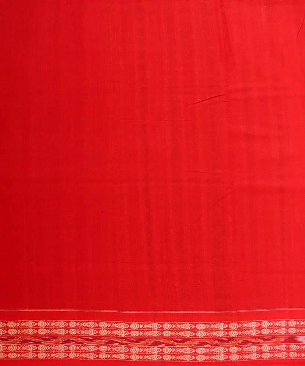 Deep carmine red cotton handloom sambalpuri saree