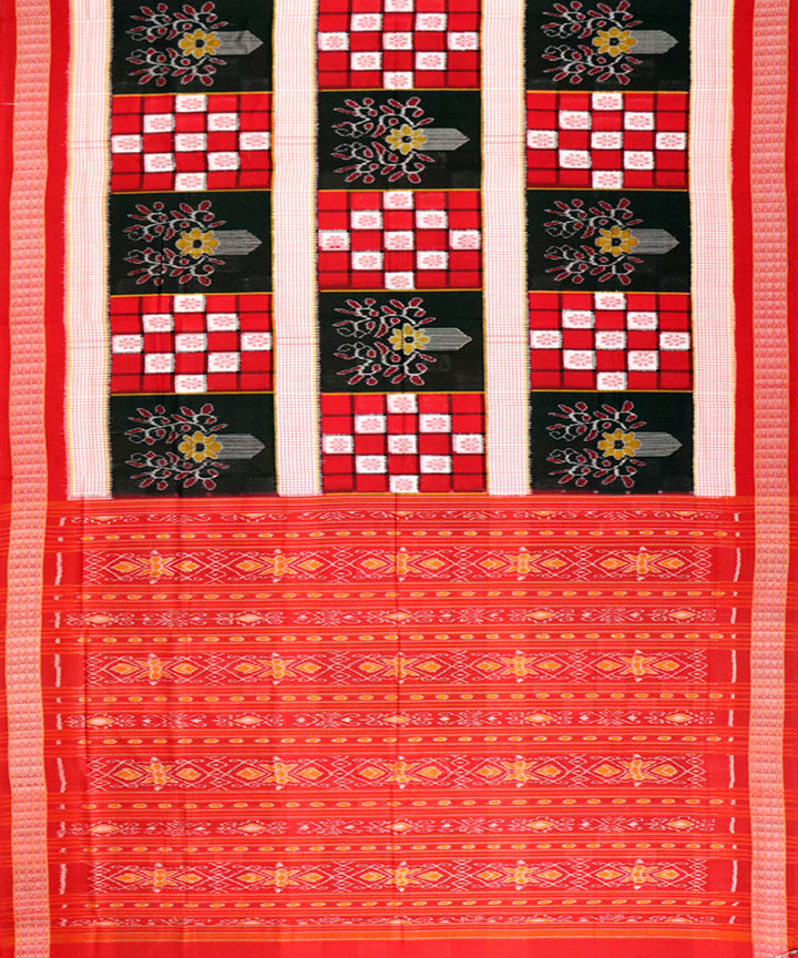 Multicolor red pasapalli cotton handloom sambalpuri saree