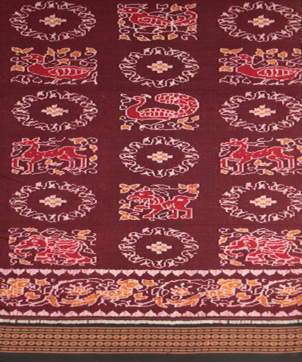 Brown black cotton handloom sambalpuri saree
