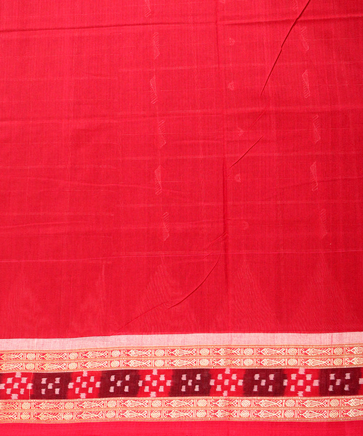 Dark green red cotton handloom sambalpuri saree
