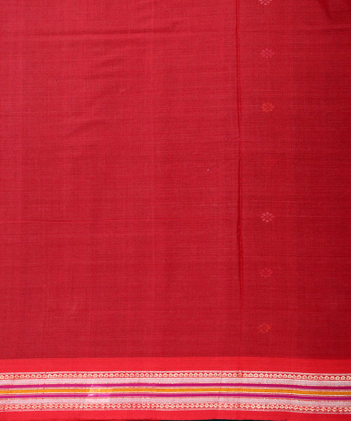 Dark green red cotton handloom bomkai saree