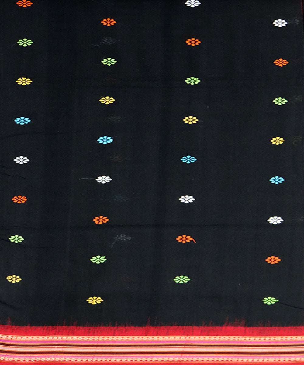 Black red cotton handloom bomkai saree