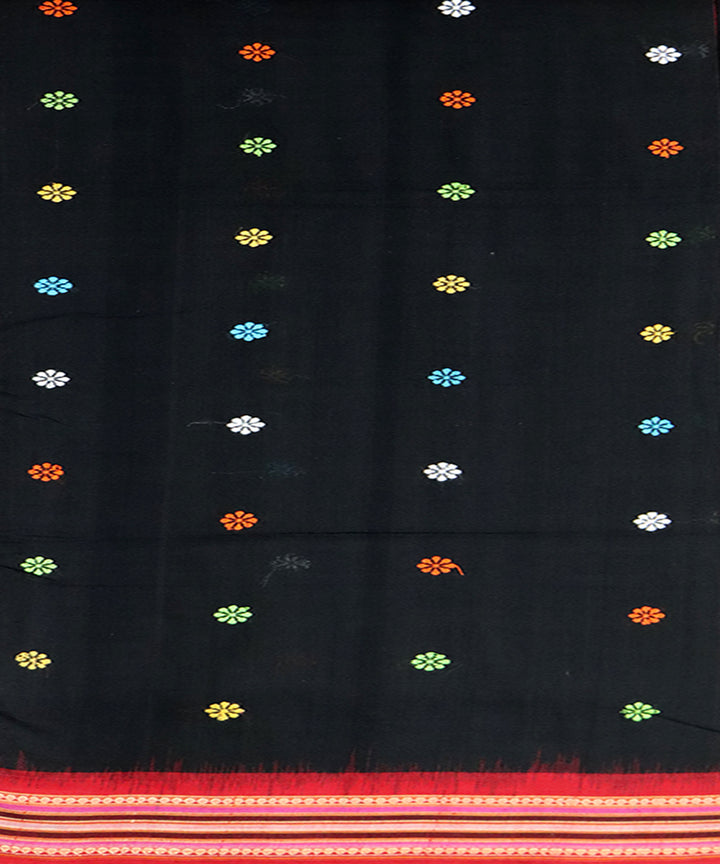Black red cotton handloom bomkai saree