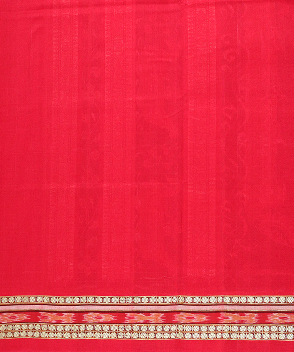 Sky blue red cotton silk handloom sambalpuri saree