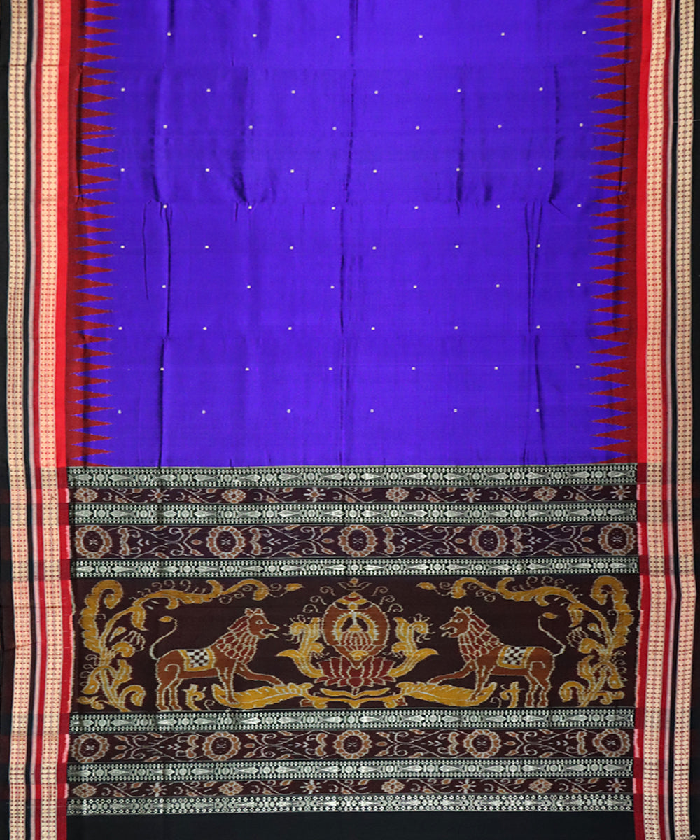 Navy blue black cotton silk handloom sambalpuri saree