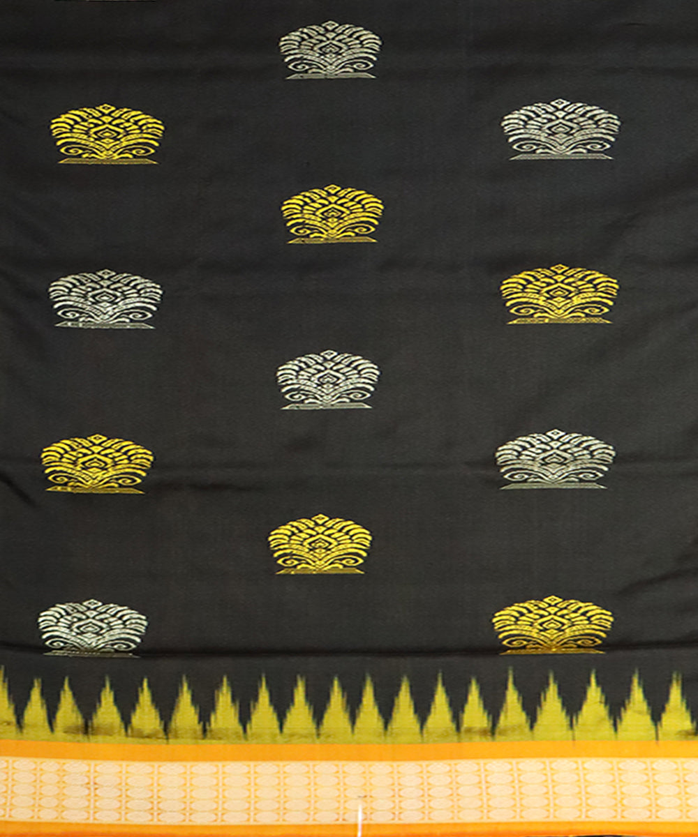 Black yellow silk handloom bomkai saree