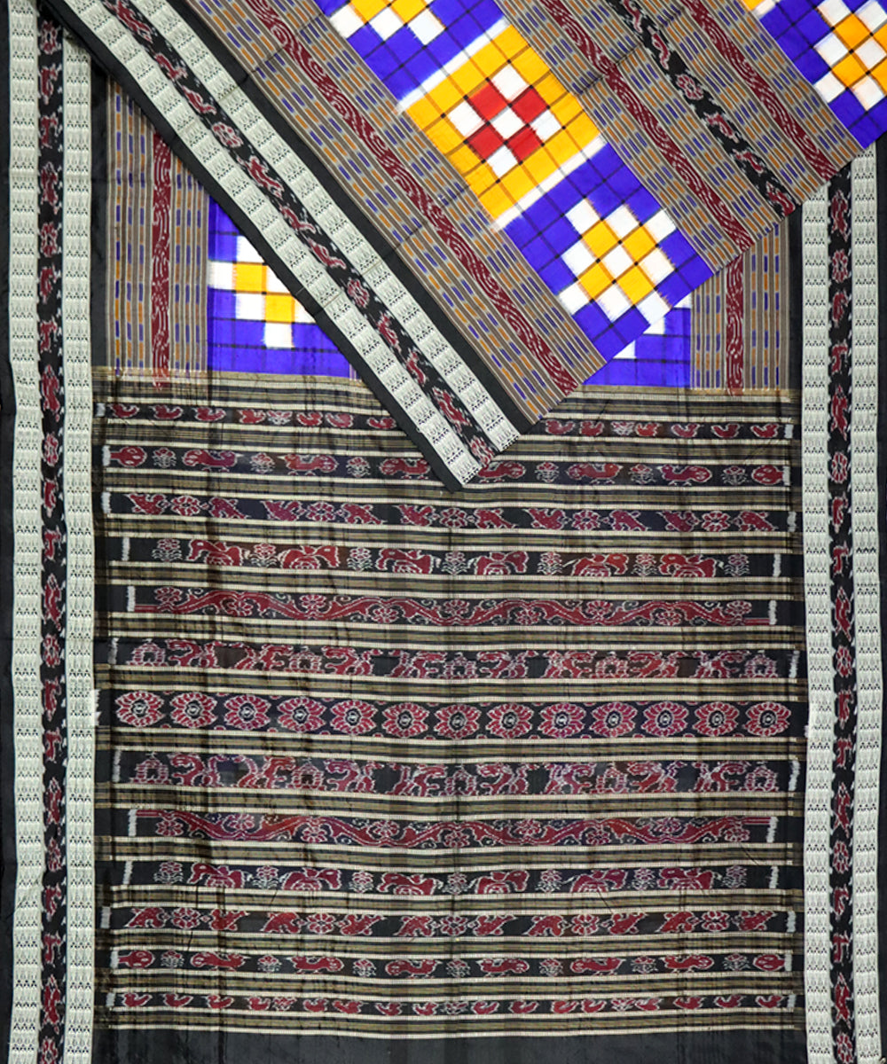 Multicolor black silk handloom sambalpuri saree