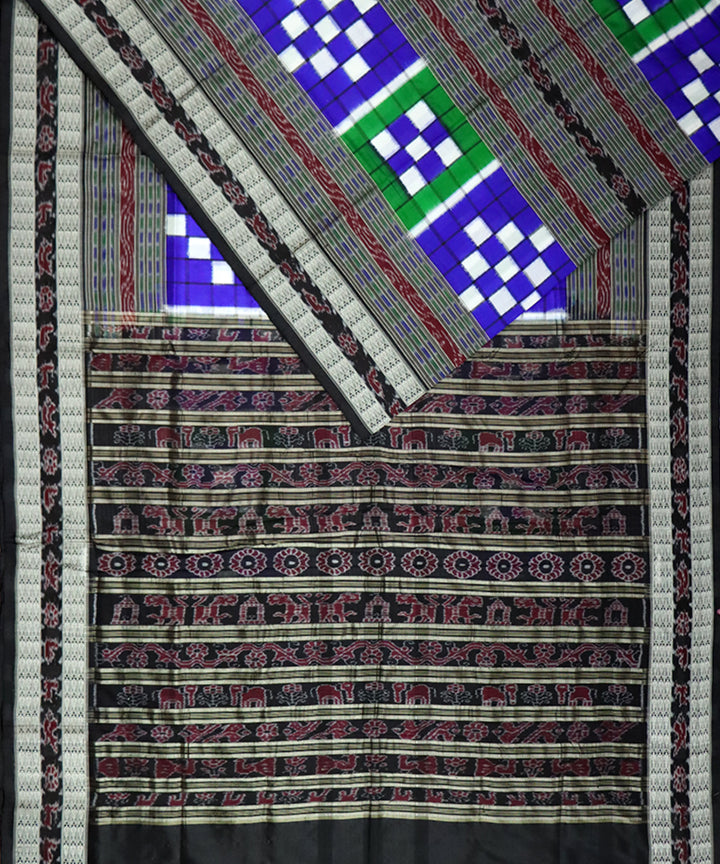 Multicolor black bichitrapuri silk handloom sambalpuri saree