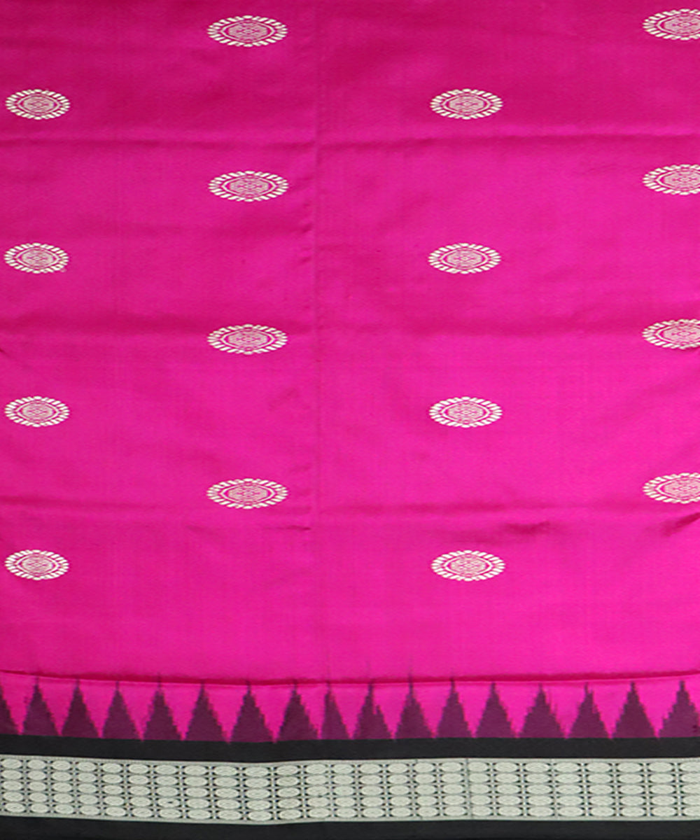 Pink black silk handloom bomkai saree