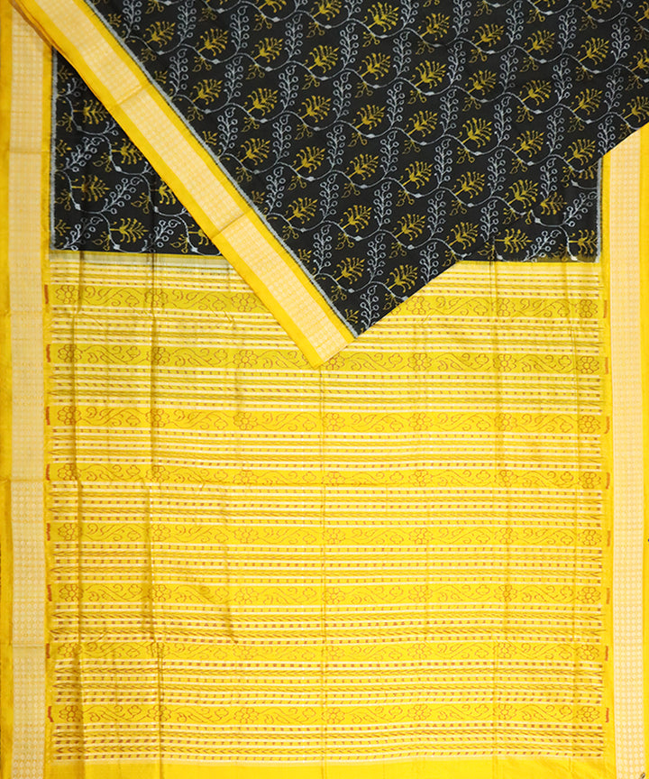 Black yellow silk handloom sambalpuri saree