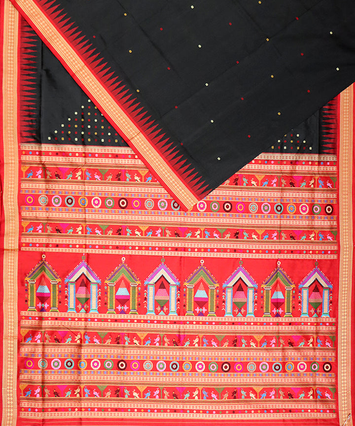 Black red silk handloom dongoria saree