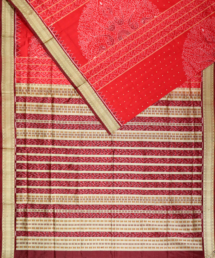 Red maroon silk handloom sambalpuri saree