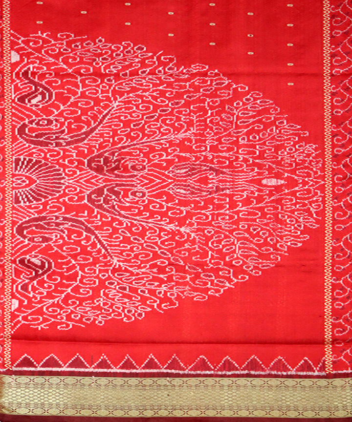 Red maroon silk handloom sambalpuri saree