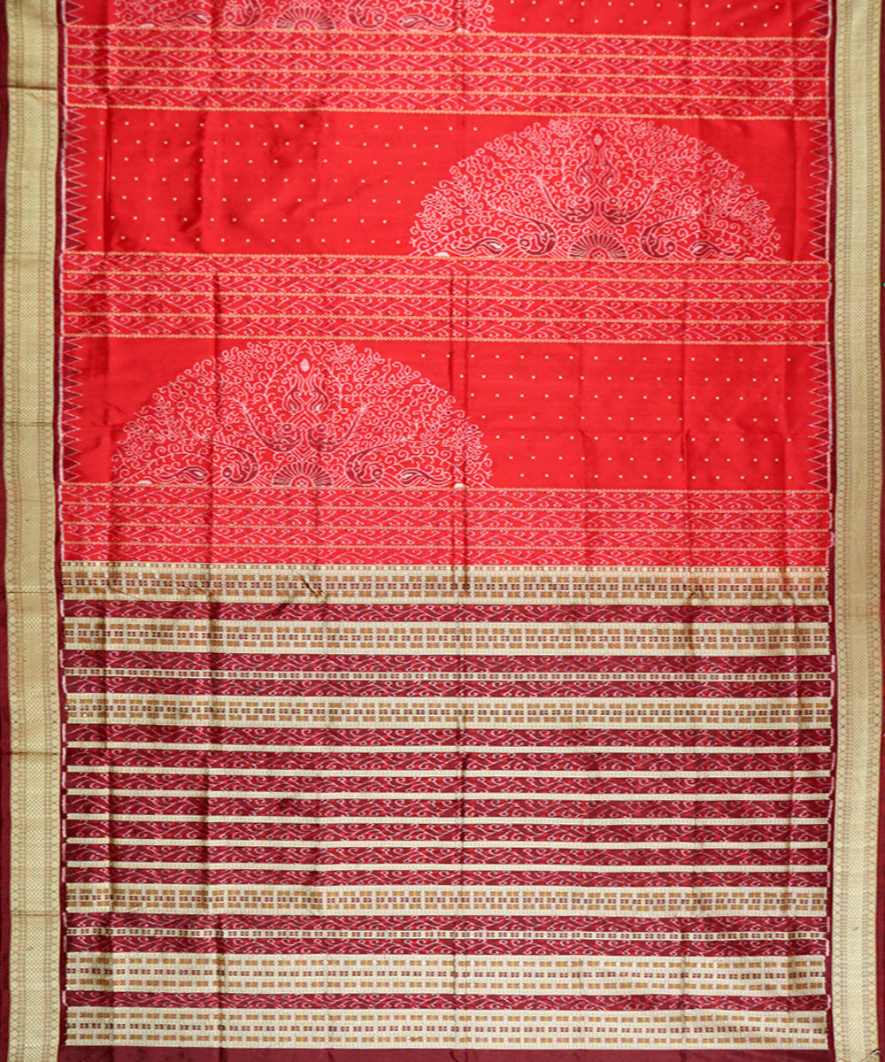 Red maroon silk handloom sambalpuri saree