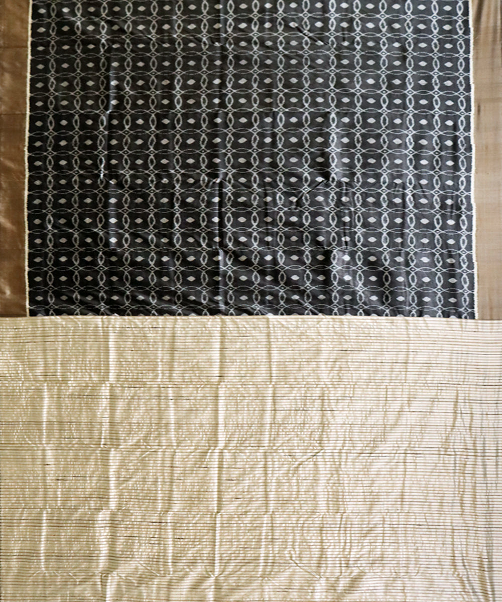 Black beige silk handloom nuapatna saree