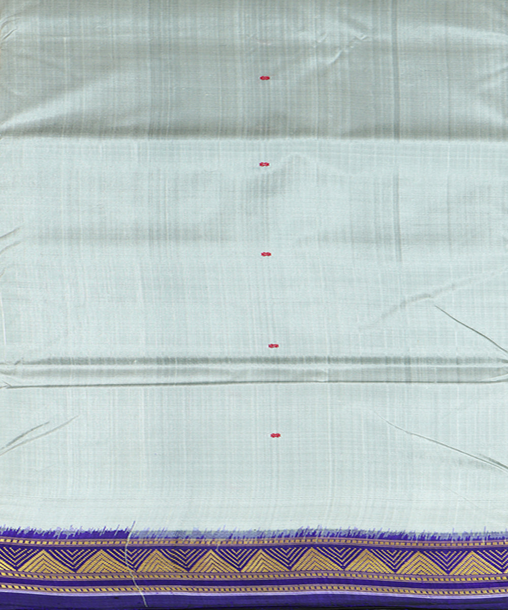 Grey navy blue silk handloom khandua saree
