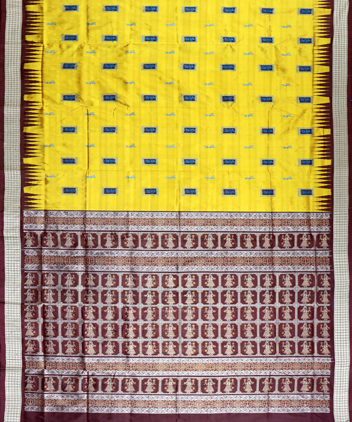 Yellow brown silk handloom bomkai saree