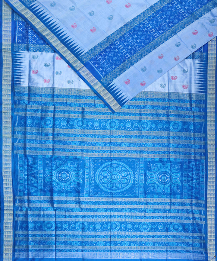 Sky blue silk handloom bomkai saree