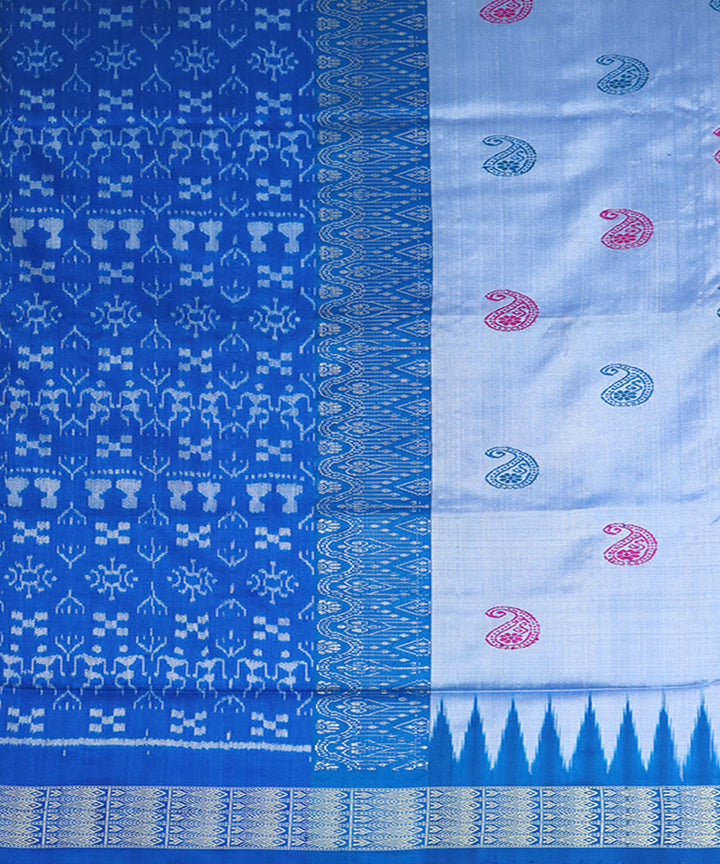 Sky blue silk handloom bomkai saree