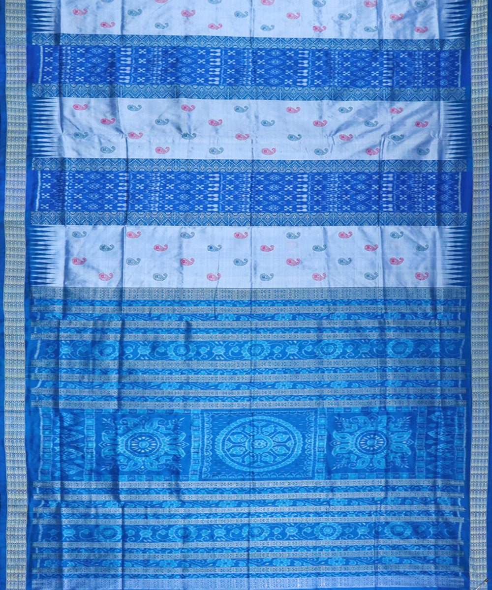 Sky blue silk handloom bomkai saree