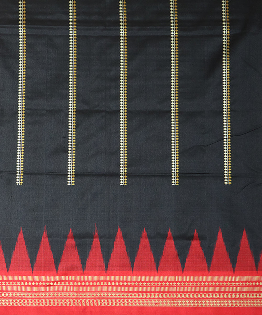 Black red silk handloom bomkai saree
