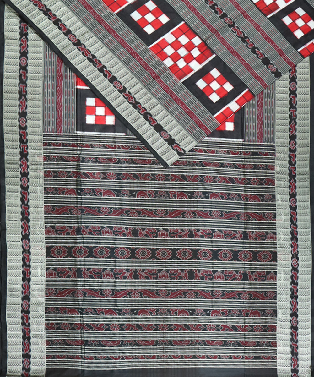 Red black bichitrapuri silk handloom sambalpuri saree