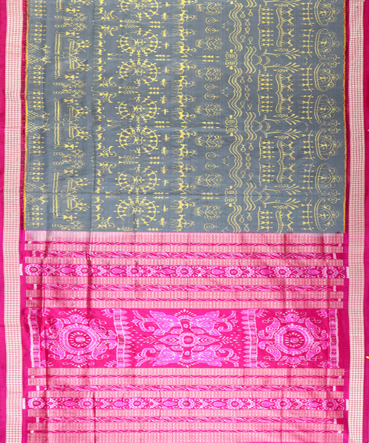 Grey pink silk handloom sambalpuri saree