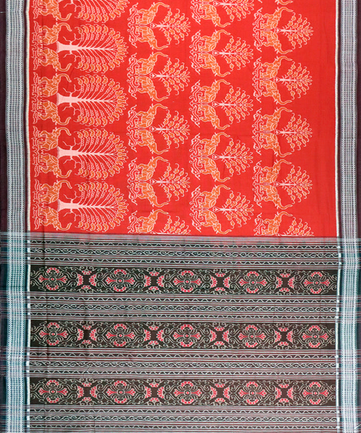 Red maroon cotton handloom sambalpuri saree