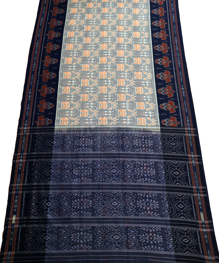 Grey blue cotton handloom nuapatna saree