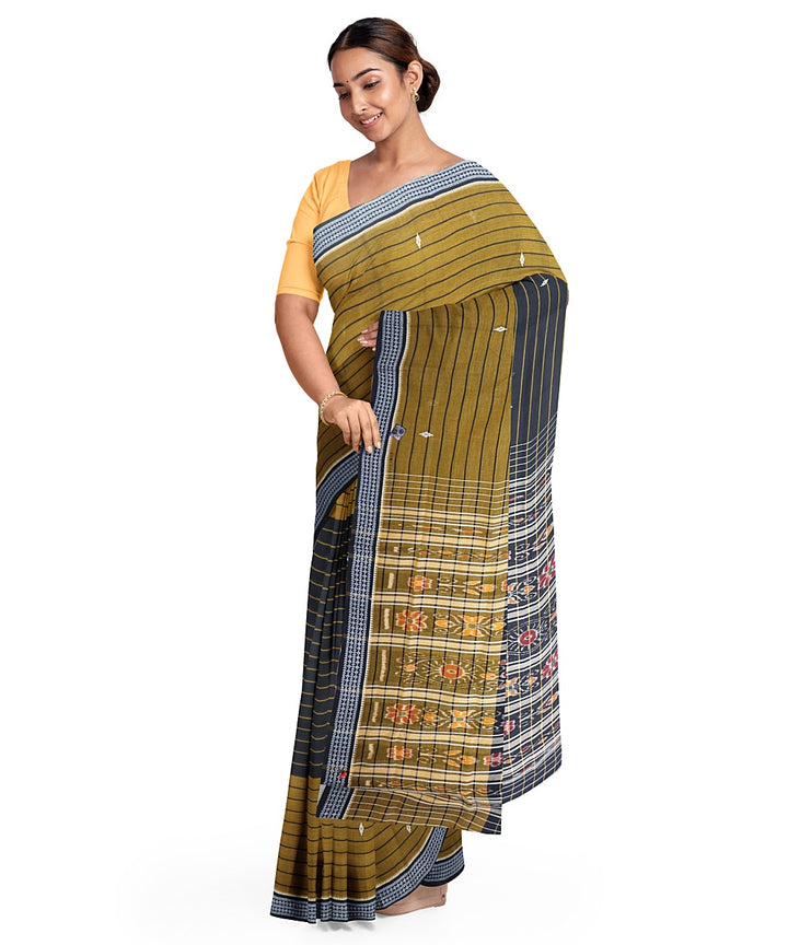 Black bistre brown cotton odisha handloom saree