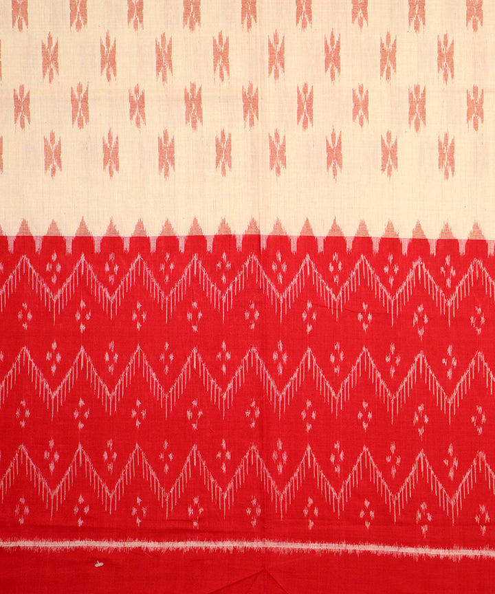 Beige red cotton handloom nuapatna saree