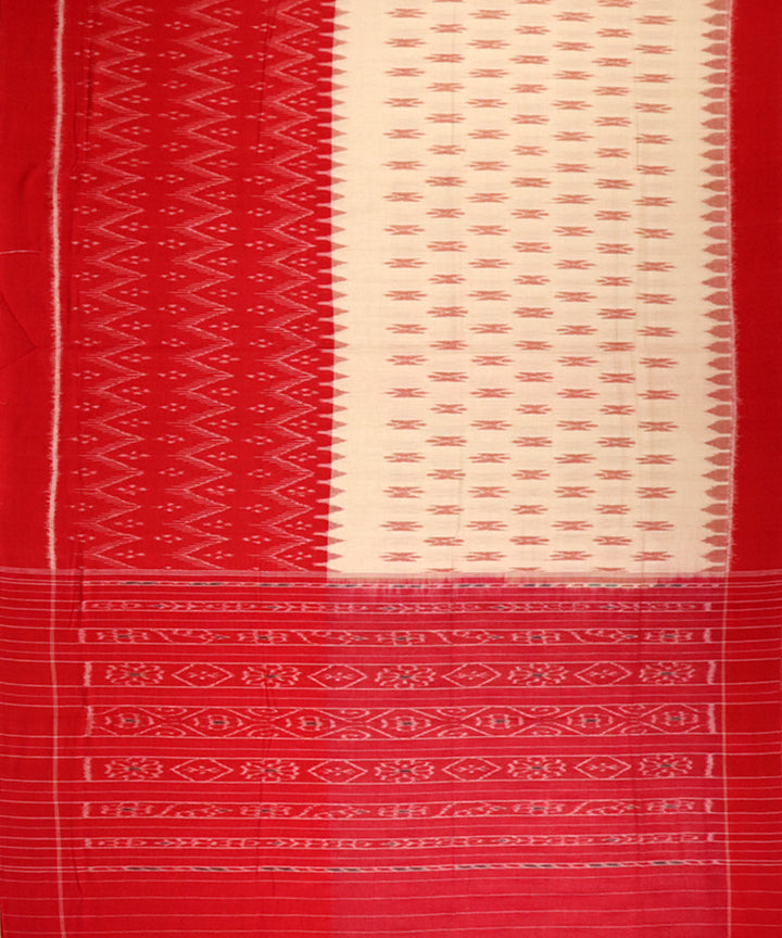 Beige red cotton handloom nuapatna saree