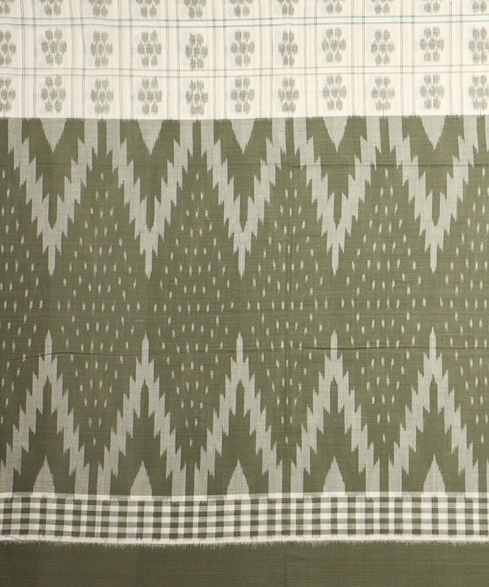 Camouflage green cotton handloom nuapatna saree