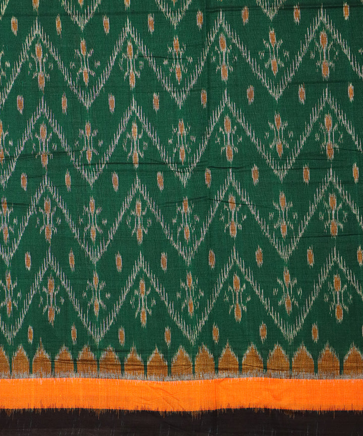 Dark green black orange cotton handloom nuapatna saree