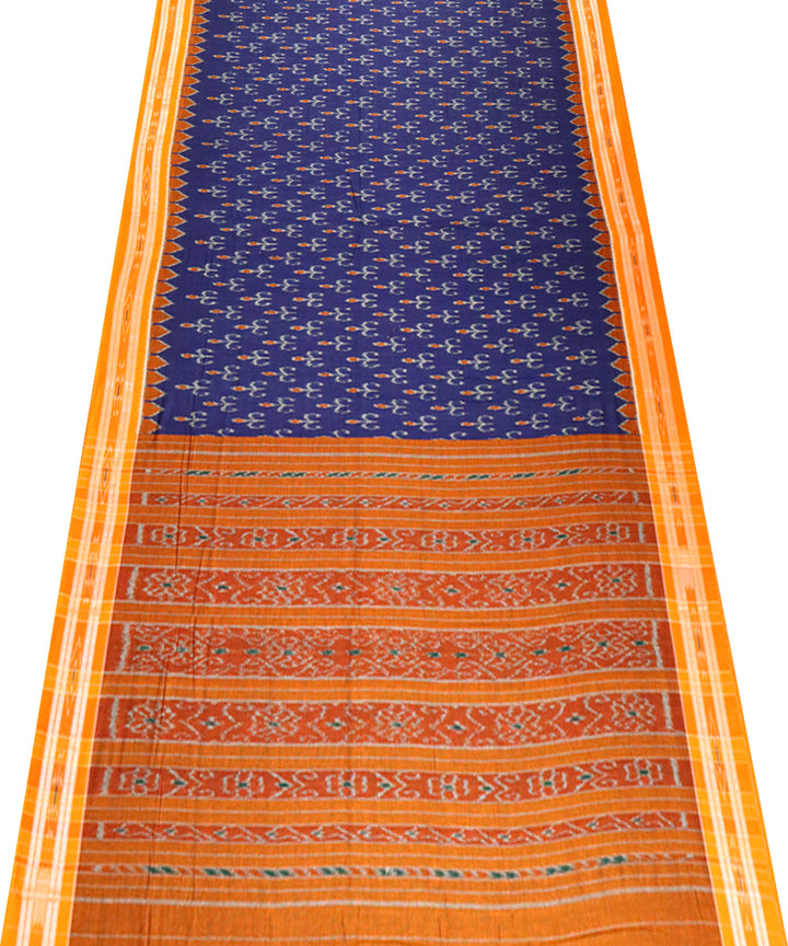 Navy blue orange cotton handloom nuapatna saree