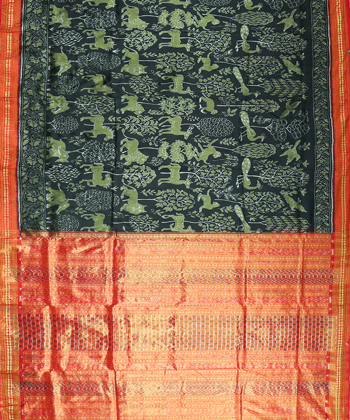 Black red handloom sambalpuri silk saree