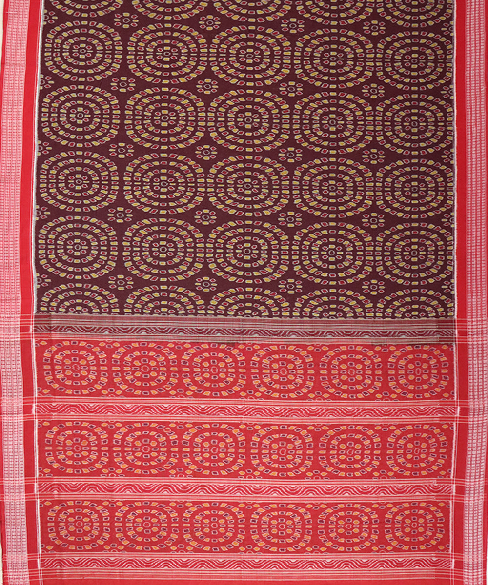 Maroon red handloom sambalpuri cotton saree