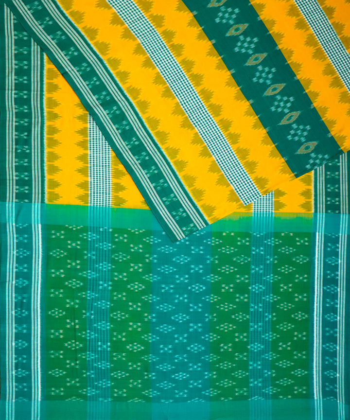 Yellow green cotton handloom nuapatna saree