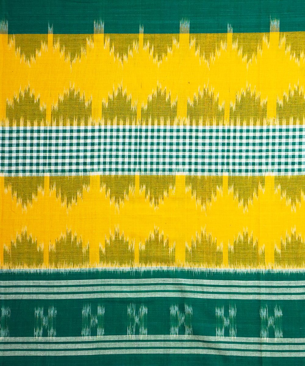 Yellow green cotton handloom nuapatna saree