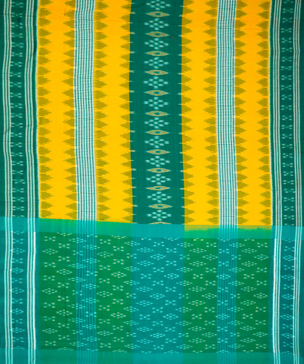 Yellow green cotton handloom nuapatna saree