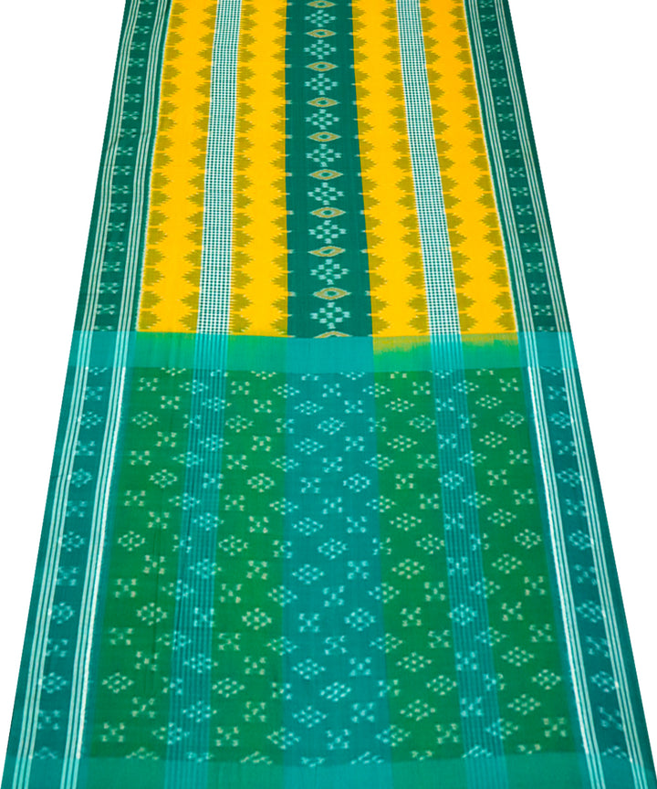 Yellow green cotton handloom nuapatna saree