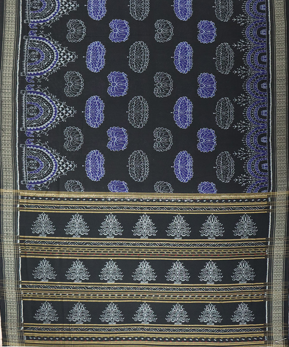 Black black cotton handloom sambalpuri saree