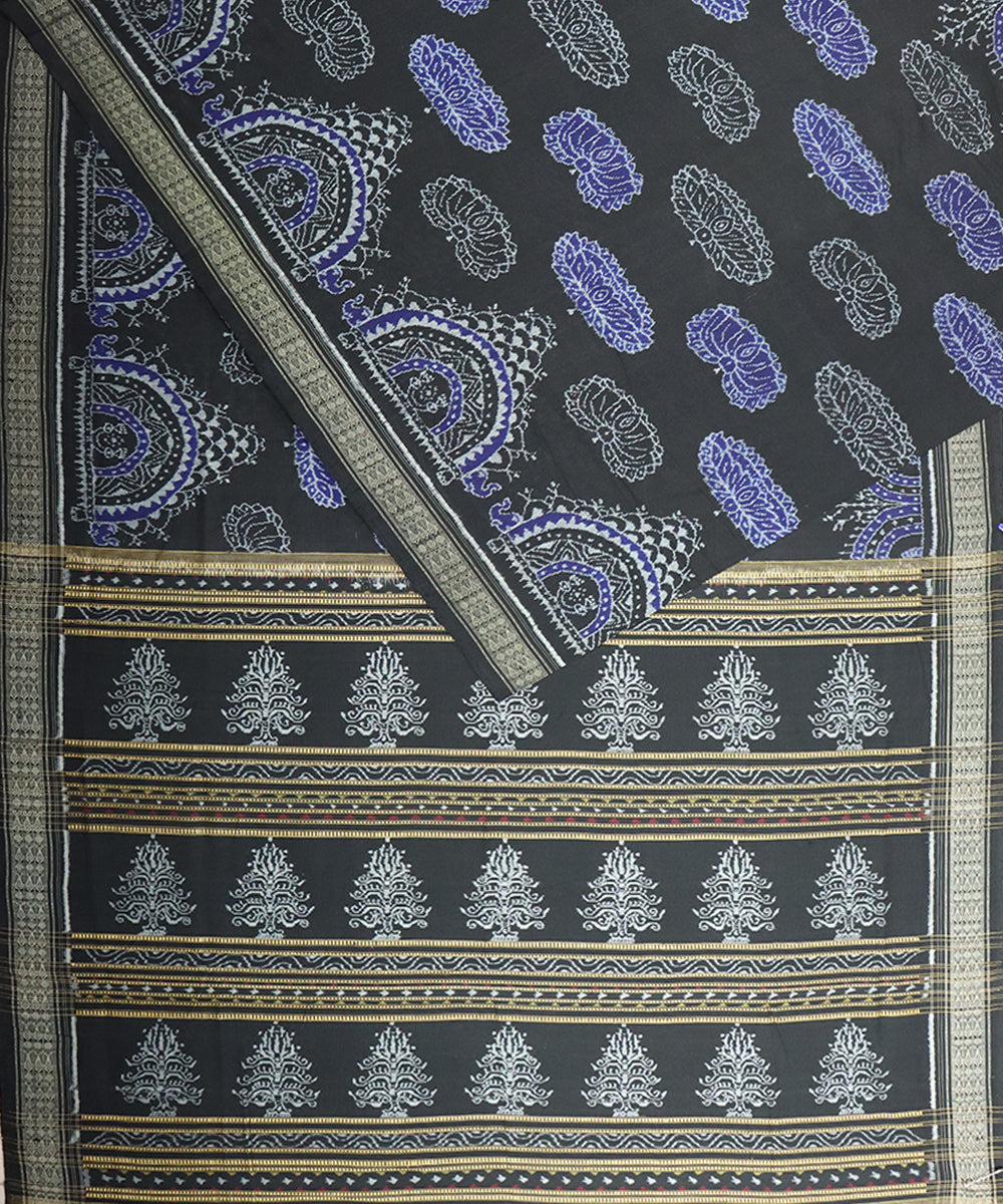 Black black cotton handloom sambalpuri saree