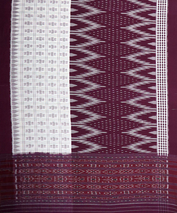 Maroon white cotton handloom nuapatna saree