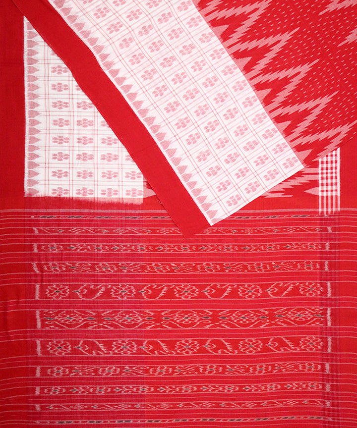 Red white cotton handloom nuapatna saree