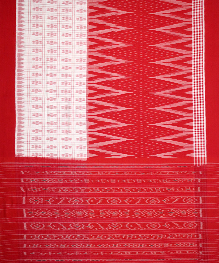 Red white cotton handloom nuapatna saree