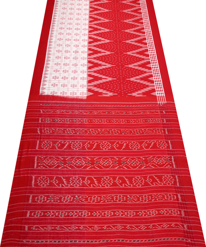 Red white cotton handloom nuapatna saree